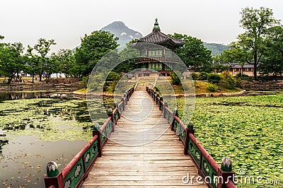 Hyangwonjeong pavilion in summer Stock Photo