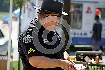 A Hyattsville City policeman on+ routine foot patrol Editorial Stock Photo