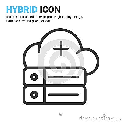 Hybrid icon vector with outline style isolated on white background. Vector illustration cloud database, server sign symbol icon Vector Illustration