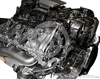 Hybrid car engine Stock Photo