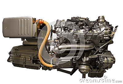 Hybrid car engine from s-class mercedes Stock Photo