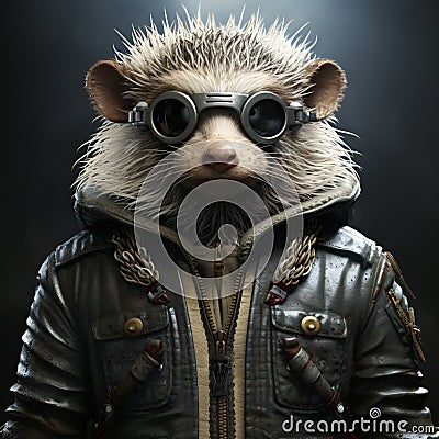 3d hedgehog with a human body wearing a suit with a dramatic studio background Stock Photo
