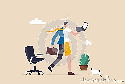 Hybrid work after covid-19 crisis, employee choice to work remotely from home or on site office for best productivity and result Vector Illustration