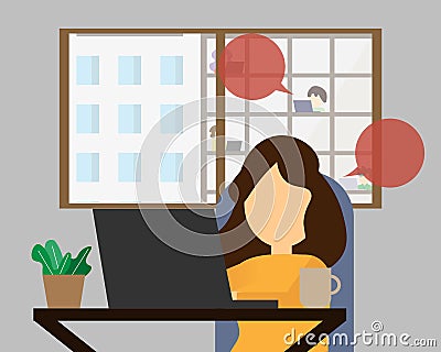 Hybrid workplace with employees working from home and working from office can work together vector Vector Illustration