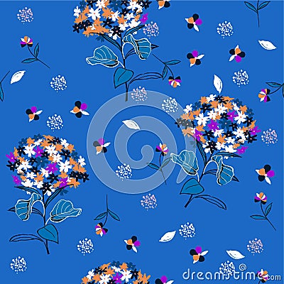 Hydenyear pattern seamless flowers Pattern Isolated on electric Stock Photo