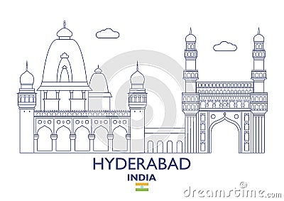 Hyderabad City Skyline, India Vector Illustration