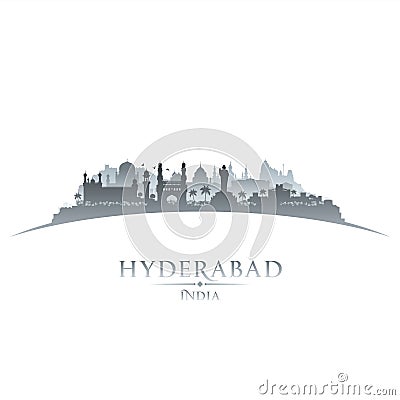 Hyderabad India city skyline silhouette white background Vector Illustration
