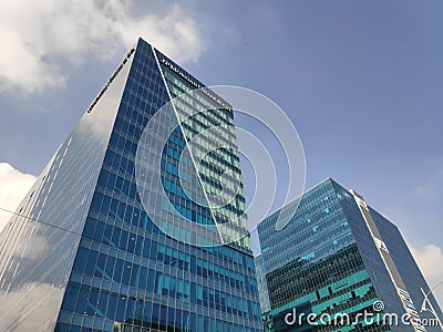 JP Morgan Chase & Co and other modern office building against the sky in Hyderabad, India Editorial Stock Photo