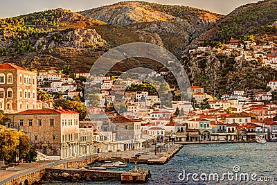 Hydra island on a summer day in Greece. Editorial Stock Photo