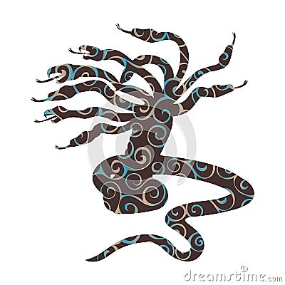 Hydra pattern silhouette ancient mythology fantasy Vector Illustration