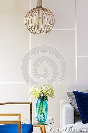 Hydrangea flower arrangement in a nice living room Stock Photo