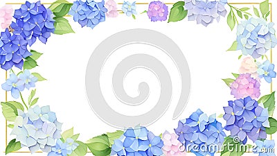 hydrangea, flower, frame, material, background, garden, plant, nature, bouquet, season, beautiful, colorful, watercolor, Stock Photo
