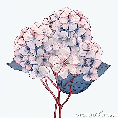 Hydrangea Vector Graphic: Hand Sketched Watercolor Illustration Cartoon Illustration