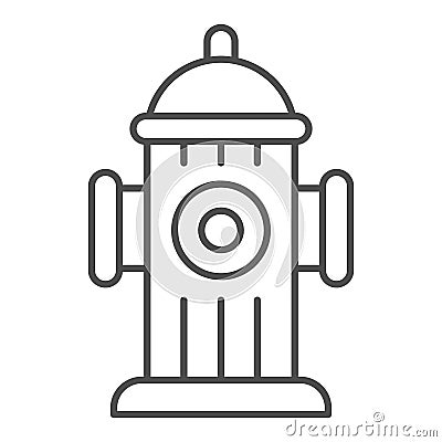 Hydrant thin line icon. Fireplug or street water pipe outline style pictogram on white background. Firefighting signs Vector Illustration