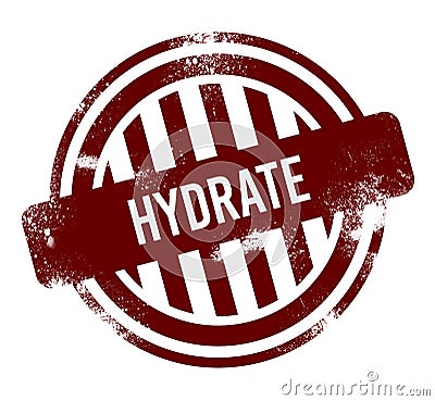 hydrate - red round grunge button, stamp Stock Photo