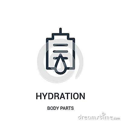 hydration icon vector from body parts collection. Thin line hydration outline icon vector illustration Vector Illustration