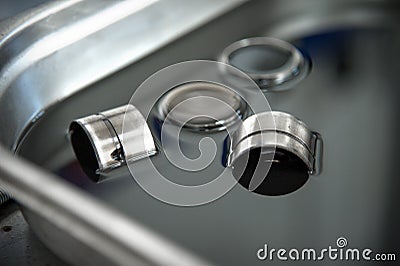 Hydraulic compensators for diesel engine valves Stock Photo