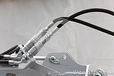 Hydraulic connections of a machinery industrial detail Stock Photo