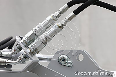 Hydraulic connections of a machinery industrial detail Stock Photo