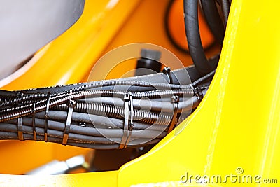 Hydraulic connections of a machinery industrial detail Stock Photo