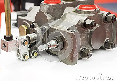 Hydraulic Control valve unit for evaculator Stock Photo