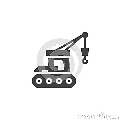 Hydraulic crawler crane vector icon Vector Illustration