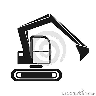 hydraulic crawler excavator black silhouette Stock Photo