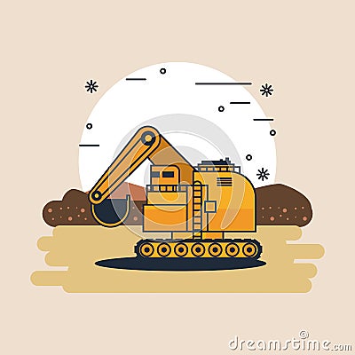 Hydraulic excavator vehicle Vector Illustration