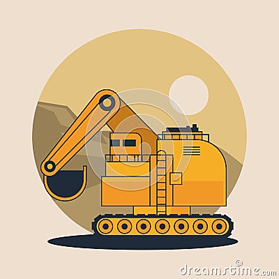 Hydraulic excavator vehicle Vector Illustration