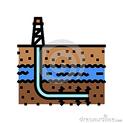 hydraulic fracturing petroleum engineer color icon vector illustration Vector Illustration