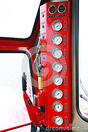 Hydraulic load indicator in control room, Gauge display to show status of hydraulic system and monitor by operator or expert Stock Photo