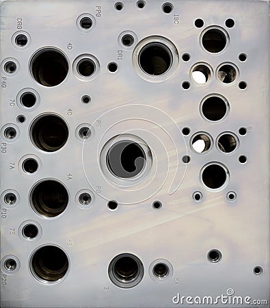 Hydraulic Manifold Stock Photo