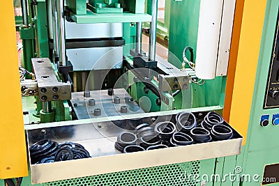 Hydraulic press for rubber vulcanization Stock Photo