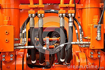 Hydraulic pressure pipes Stock Photo