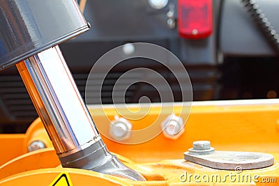 Hydraulic system of a digger piston industrial detail Stock Photo