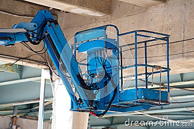 hydraulic utility lift used in the construction industry machine mobile Stock Photo