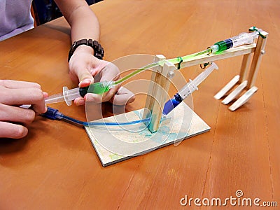 Hydraulics physics experiment Stock Photo