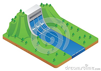 Hydro Energy Plant Vector Illustration