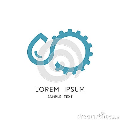 Hydro power logo - drop of water and gear wheel symbol Vector Illustration