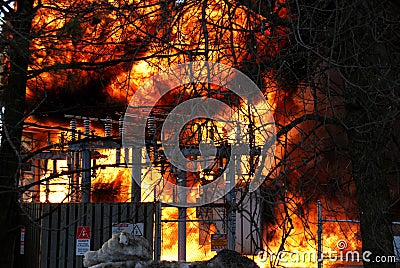 Hydro Substation Fireball Stock Photo