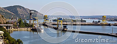 Hydroelectric barrage-power plant Stock Photo