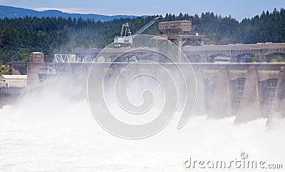 Hydroelectric dam on a river Stock Photo