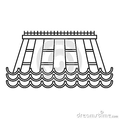 Hydroelectric icon, outline style Vector Illustration