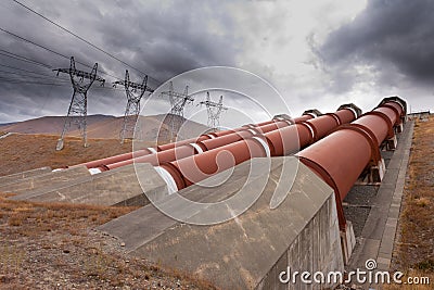 Hydroelectric plant in renewable energy concept Stock Photo