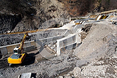 Hydroelectric power plant construction Stock Photo