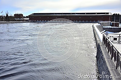 Hydroelectric power plant in winter in Finland, Imatra Stock Photo