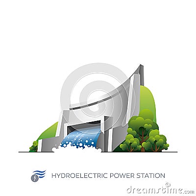Hydroelectric power station Vector Illustration