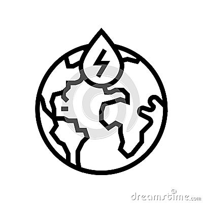 hydroelectricity globe hydroelectric power line icon vector illustration Vector Illustration