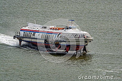 Hydrofoil going on Saigon River Stock Photo