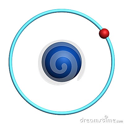 Hydrogen atom on white background Cartoon Illustration